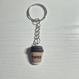 Coffee Cup Keychain - Black & Tan Key Holder